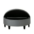 thumbnail image 3 of Inspired Home Ottoman de Rangement en Lin Libby Demi-Lune Capitonné avec Clous, Gris Clair, 3 of 9