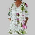 thumbnail image 2 of CYMMPU Spring Tops V Neck Floral Pattern Loose Fit Tunic Tops 3/4 Sleeve Summer Fashion Shirts Blouses for Women Dressy Casual A-line Dressy Topss Multicolor M, 2 of 5