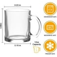 thumbnail image 2 of Glass Mugs 12 oz Clear Coffee Mugs With Handle 350ml Tea Mug Water Mug Beer Glasses With Handle Glass Drinkware For Beverage Juice Latte Cups Cappuccino Mugs Water Cup 12pack, 2 of 7