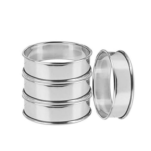Cheers.US 4Pcs 8cm Double Rolled English Muffin Rings, Stainless Steel Crumpet Rings, Heat-Resistant Tart Rings, Round