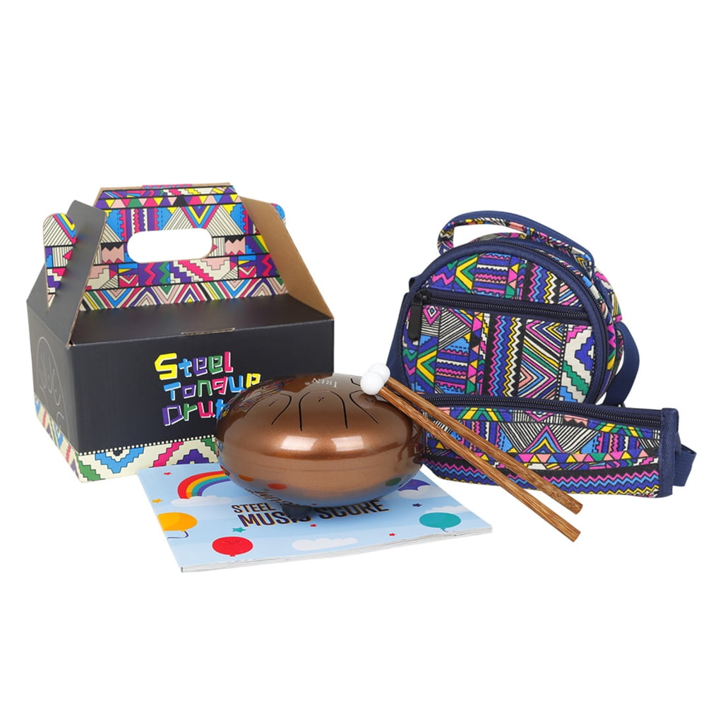 Steel Tongue Drum 5.5Inch, 8 Notes Hand Pan Drum Percussion Instrument with Mallets, Drumsticks, Carrying Bag, for Adult