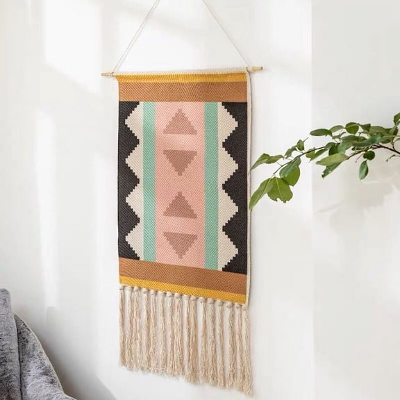 ERDOUY Fabric Wall Decor, Woven Wall Hanging Tapestry, Bohemian Home Decor Tapestries, Woven Fabric Wall Hanging 20*28inch(07)