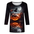 thumbnail image 6 of Tqyyweavej Womens Halloween 3/4 Sleeve Crew Neck Shirts Plus Size Fall Halloween Funny Graphic Top Loose Fit Spooky Season Tees S-5XL, 6 of 6