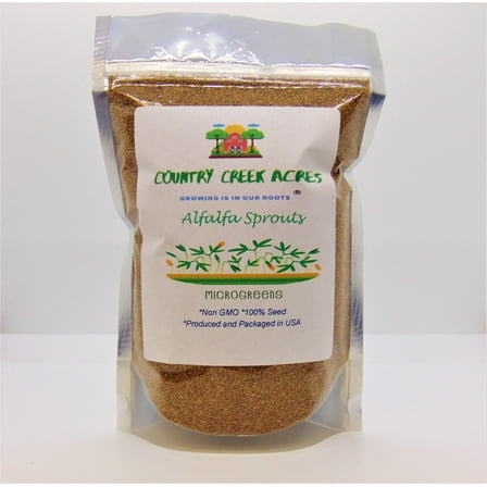 Alfalfa Sprouting Seed, Non GMO - 4 Oz -Country Creek Acres Brand - High Sprout Germination- Edible Seeds, Gardening, Hydroponics, Growing Salad Sprouts, Planting, Food Storage & More