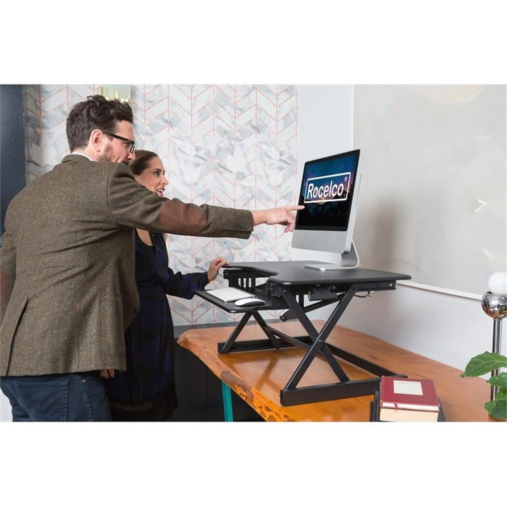 Pemberly Row 40" Large Height Adjustable Standing Desk Converter - Black