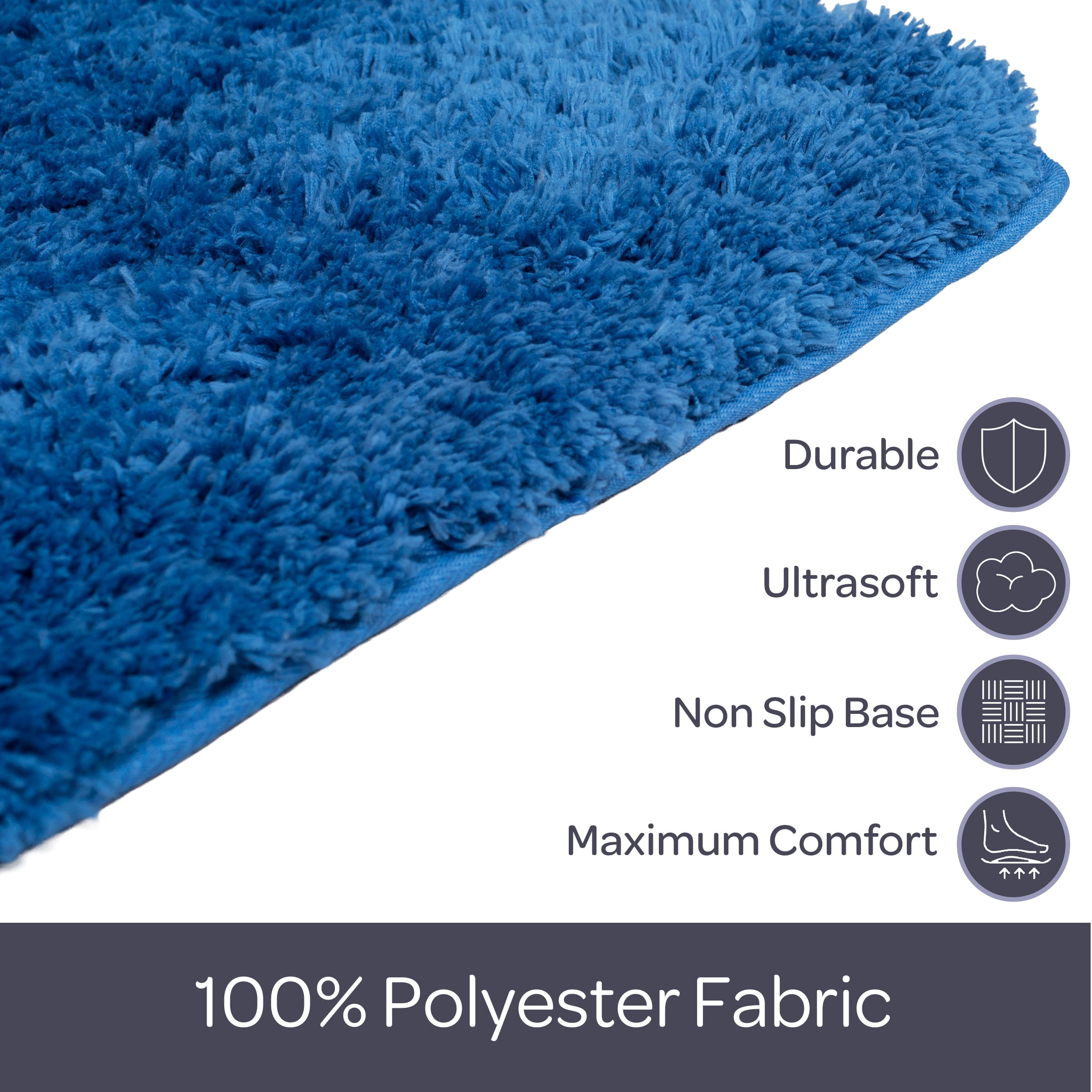 Lavish Home 3-Piece Bath Rug Set with Contour Mat and Toilet Cover (Navy)