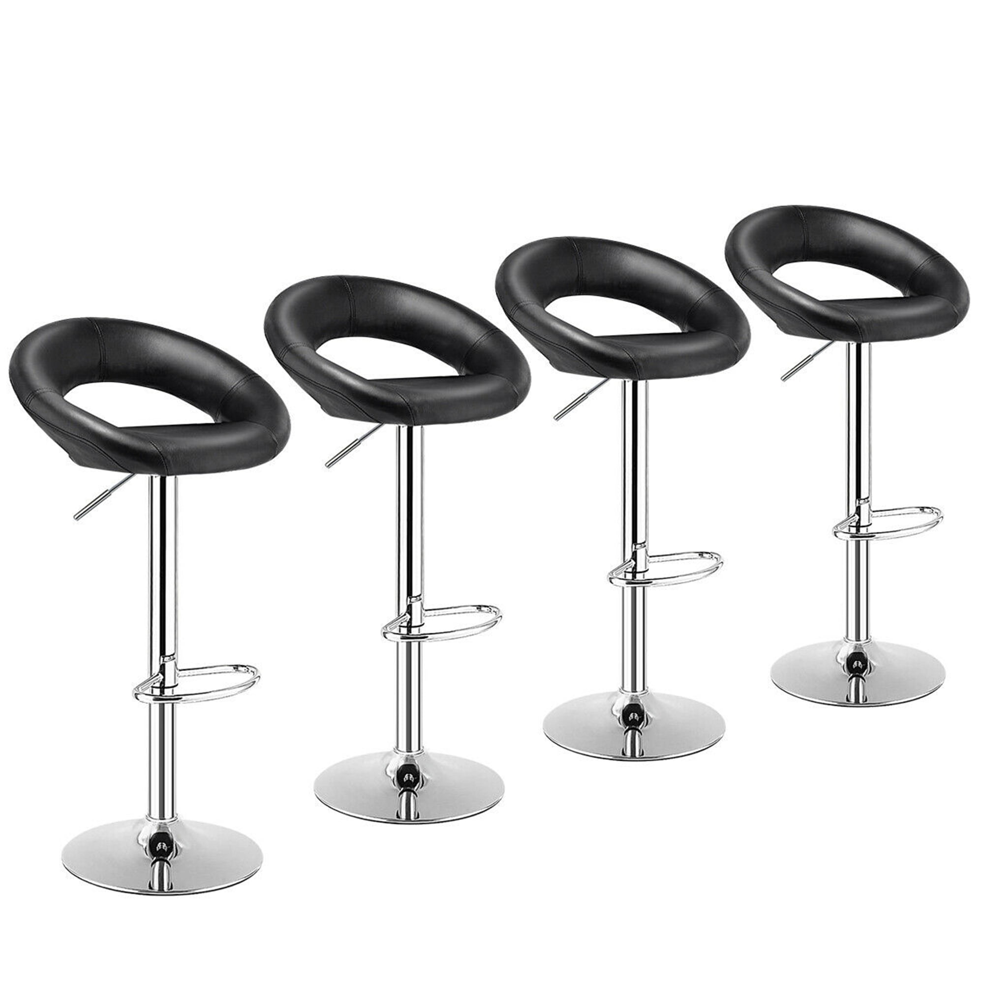 Gymax Bar Stool with Adjustable Height & Swivel, Black, Set of 4