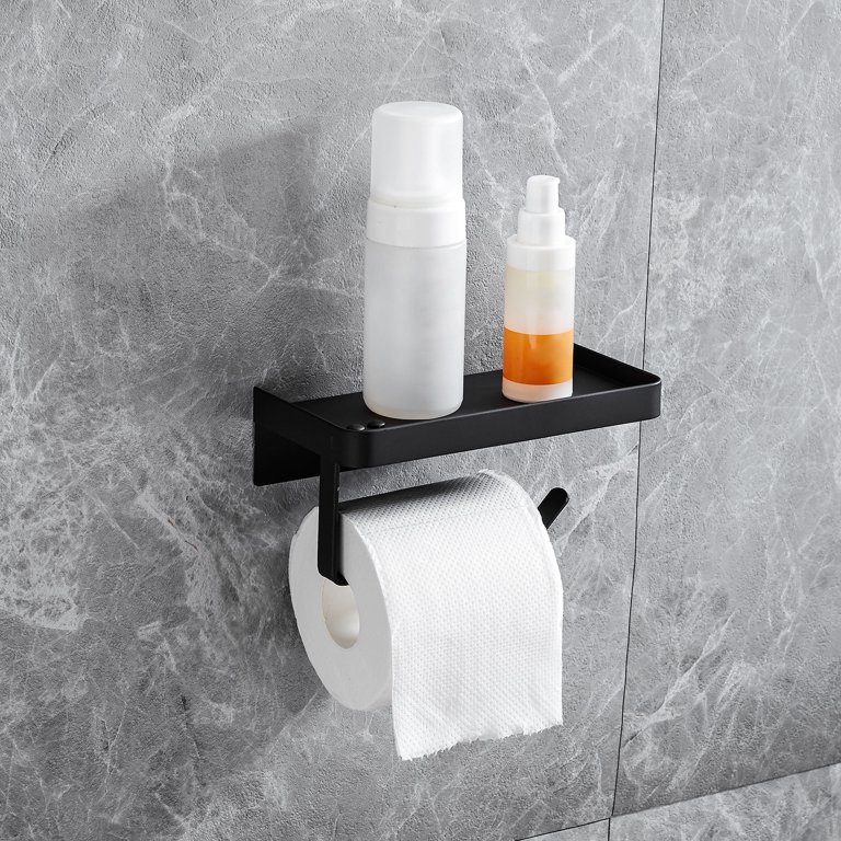 Rustproof And Stainless Steel Toilet Paper Holder With Phone Shelf