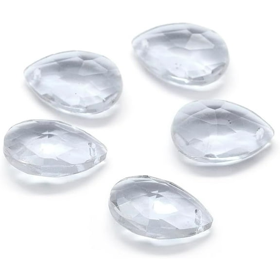 10 Pcs Clear Faceted Glass Teardrop Pendants Teardrop Pendants Accessory Clear Jewelry Findings for Women Birthday Festival Elegant Gifts DIY Personalized Jewelry 15x9.5x5.5mm Hole: 1mm