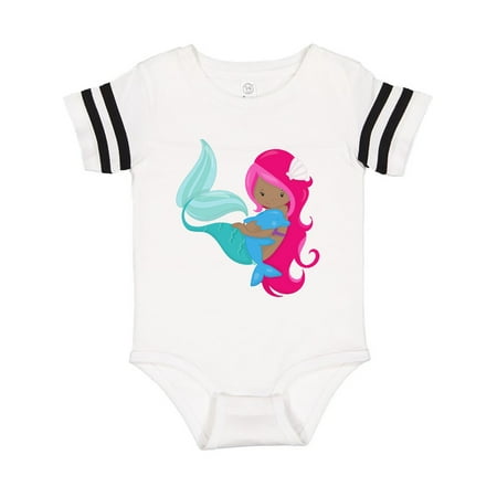 

Inktastic African American Mermaid With Pink Hair Dolphin Gift Baby Girl Bodysuit