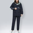 thumbnail image 3 of Scyoekwg Rain Suits Waterproof Raincoat Set Women's Rain Jacket Trouser Suit Two-piece Set Long Sleeved Hooded Set (Navy,L), 3 of 8