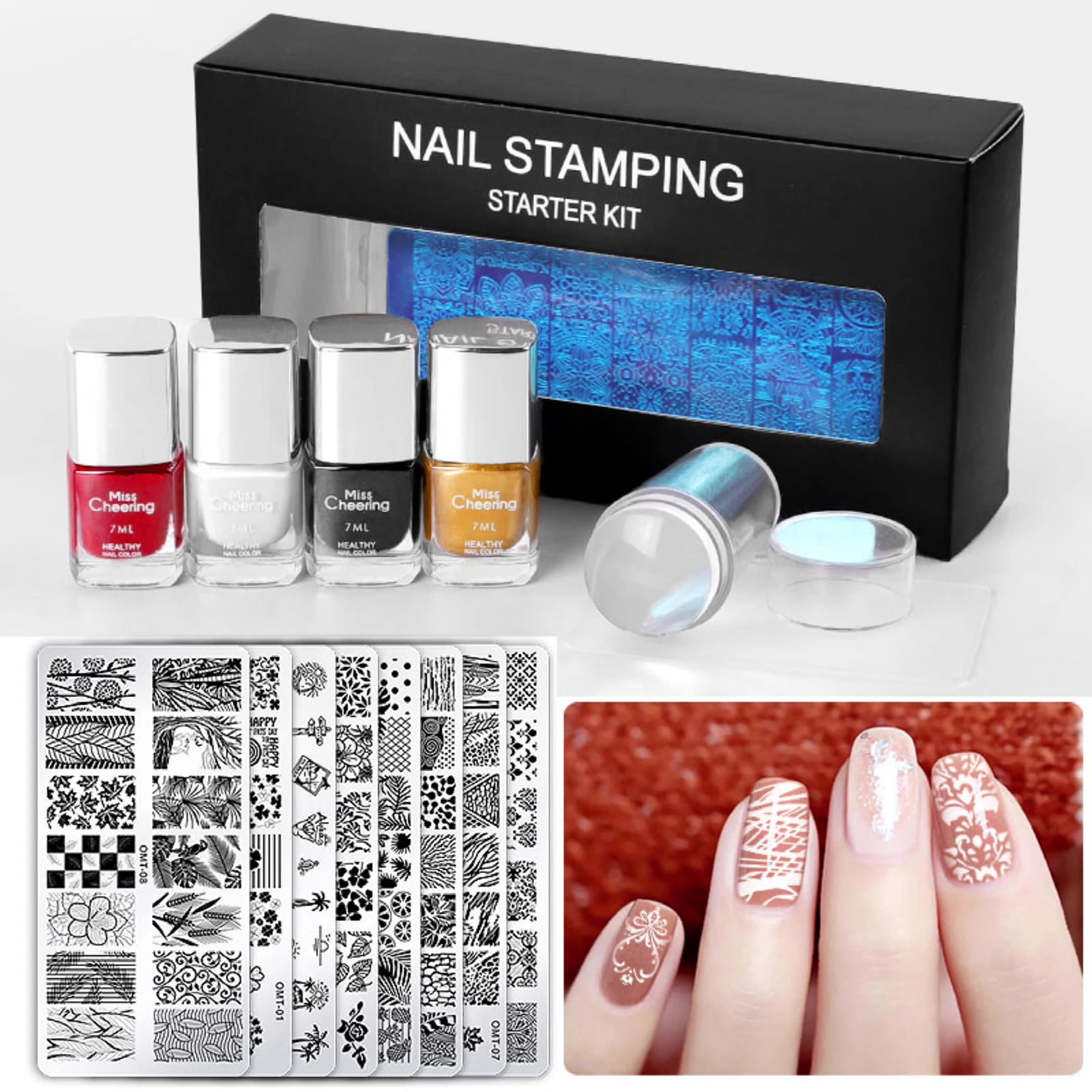 GoFJ 1 Set Nail Art Template DIY Template Mold Printing Steel Nail Stamping  Plate Kit Tool for Nail Salon - Walmart.com