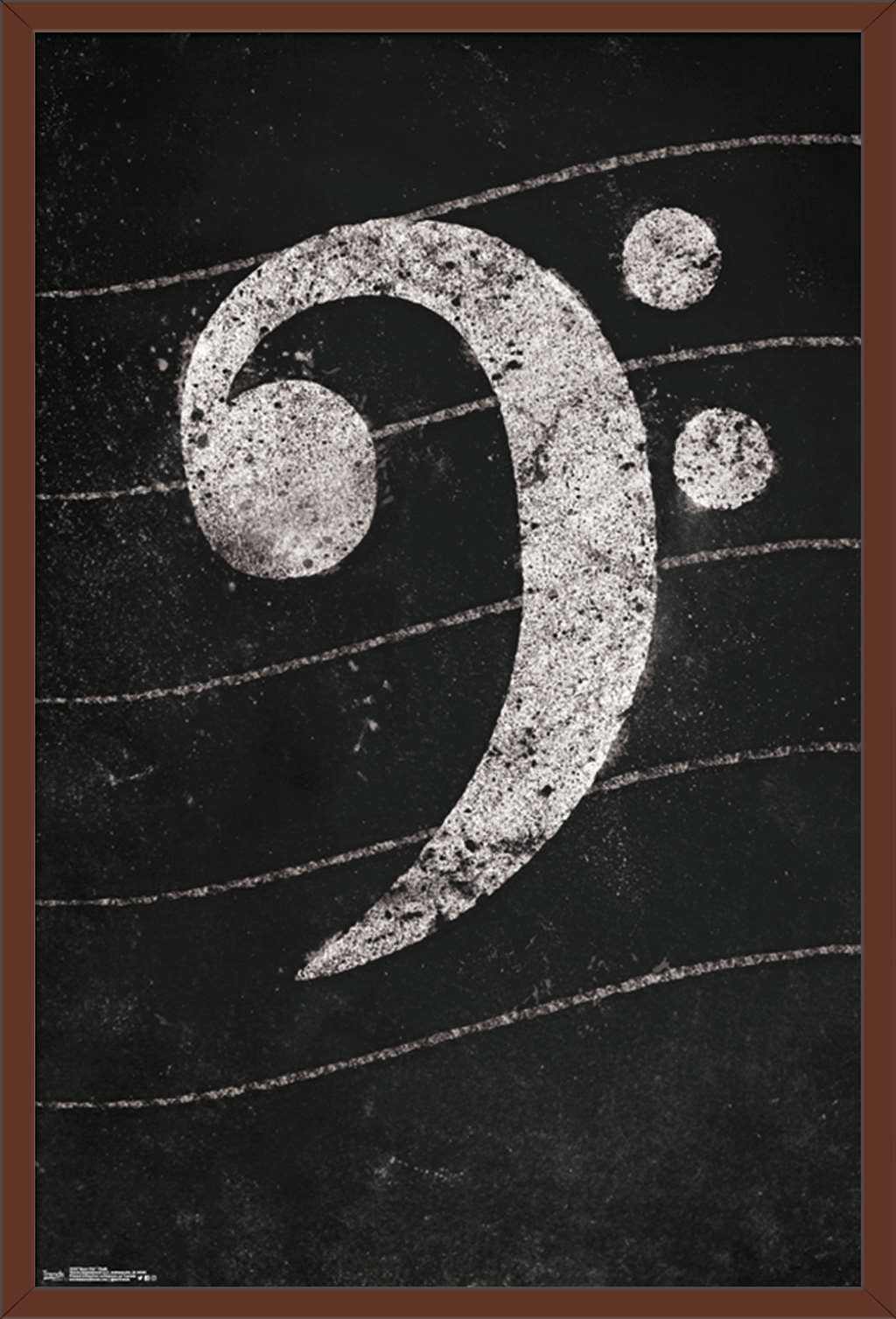 Bass Clef Chalk Wall Poster, 22.375" x 34", Framed