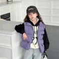 thumbnail image 5 of Chaleco acolchado cálido con capucha para niñas y niños, ropa de abrigo con forro de franela suave y aislante (blanco y morado), 5 of 5