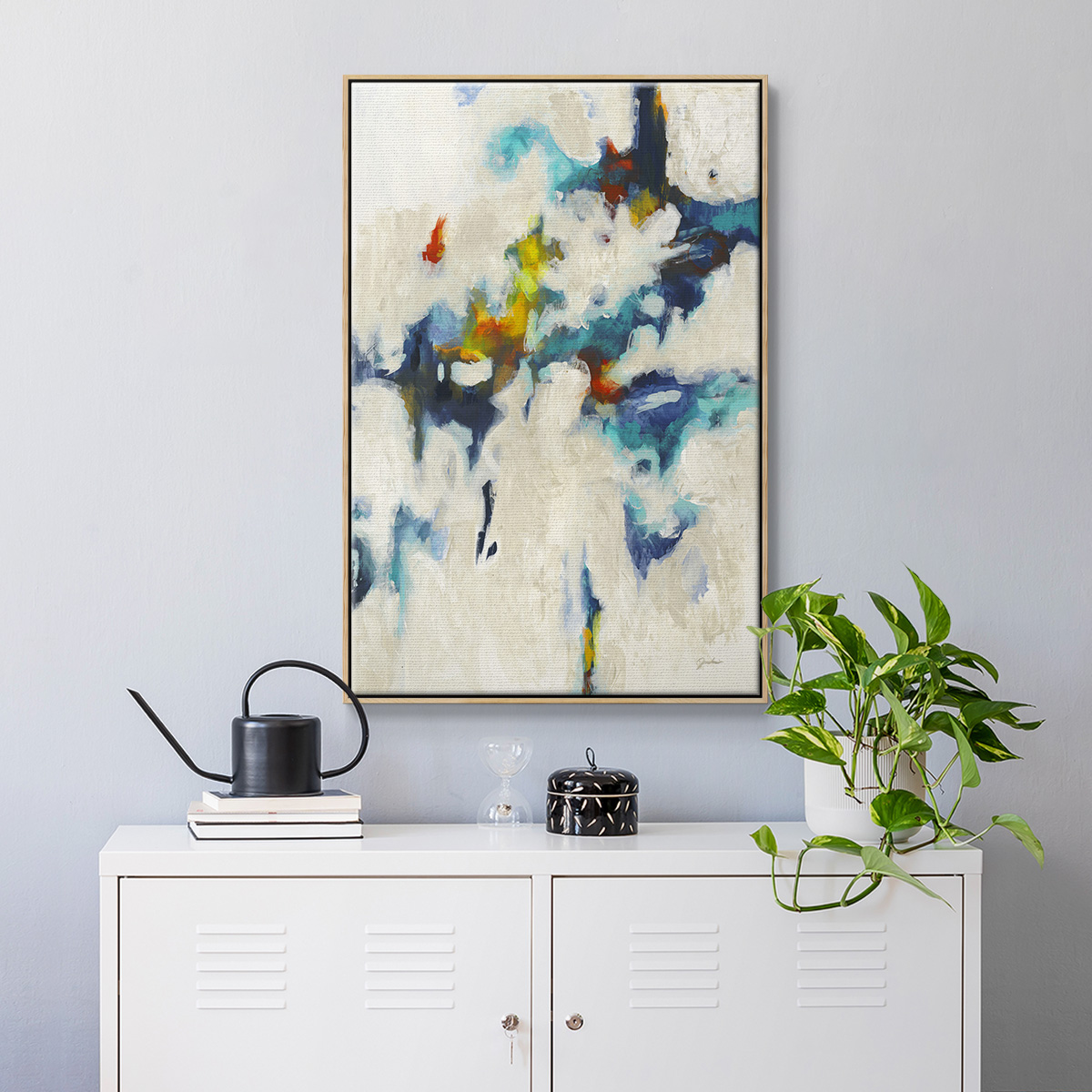 Find & Seek Framed Premium Gallery Wrapped Canvas - Ready to Hang - 25 x 37 - Natural Wood Floating Frame