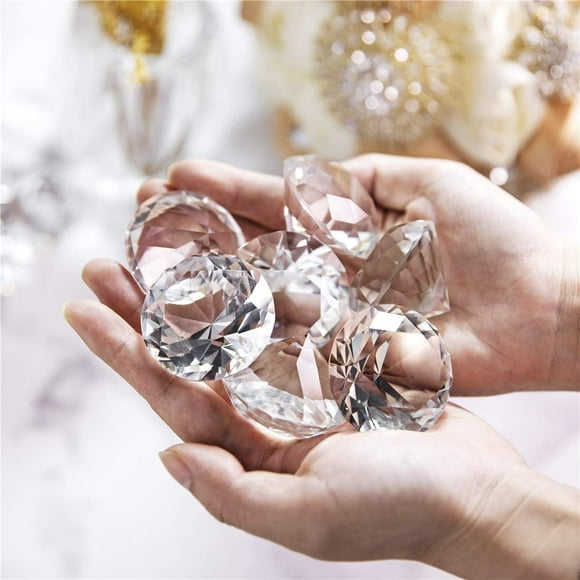 Pack of 10 Crystal Diamond Jewel Home Decor, Wedding Table Decoration, Glass Paperweight 40mm (1.6in)