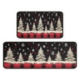 thumbnail image 2 of 2 Piece Christmas Plaid Kitchen Rug Sets Welcome Christmas Snowflake Kitchen Floor Mat Non Skid Kitchen Rugs and Matsfor Farmhouse Door (47x17+30x17 Inches), 2 of 7