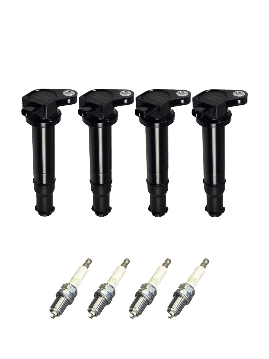 Set of 4 ISA Ignition Coils and 4 NGK Spark Plugs Compatible with 2008