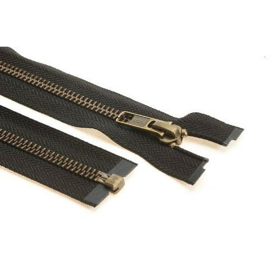 YKK Open End Zip - Black Tape - Antique Metal Tooth/Finish - Heavy Duty - Hd-3-6/7/8/9/11/16/17/18/19/20/21/22/23/24/25/26/27/28/29/30/31/32/33/34/35/36/37/38/39/40 Inch (17 Inch (43 Cm)) Black