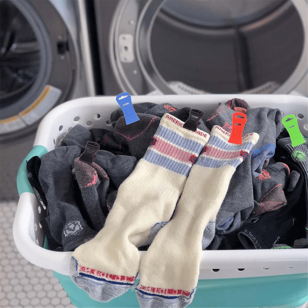 Bobasndm 40Pcs Sock Clips for Washing Machine and Dryer Sock Holder Washing  Machine with Hook Socks with Sock Clip Directly Into the Drawer without