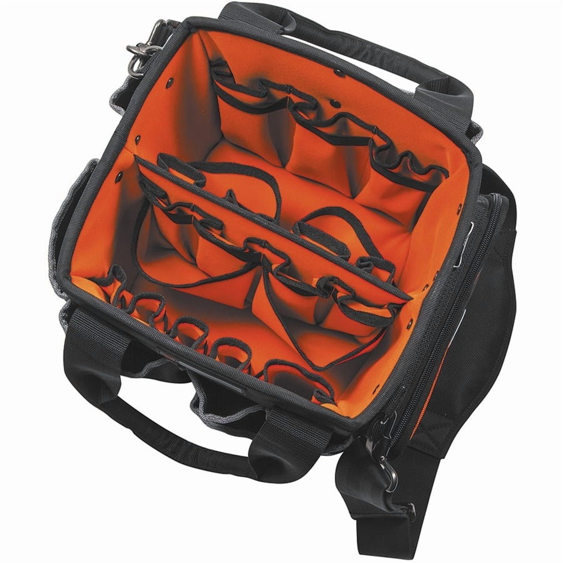 Klein Tools Tradesman Pro 10-1/4 in. W x 12-1/4 in. H Ballistic Nylon Tote Bag 40 pocket Black/Orange