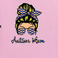 thumbnail image 2 of Autism Awareness Mom Life Messy Hair Bun | Cool Support Neon Print Bandana Mother's Day Womens Graphic T-Shirt, Light Pink, Large, 2 of 5