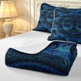 thumbnail image 4 of Homewish Boho Damask Nature Tree Twin Quilt Set,Botanical Design Twin Coverlet Set,Black Blue,Black Reversible,2pcs, 4 of 7