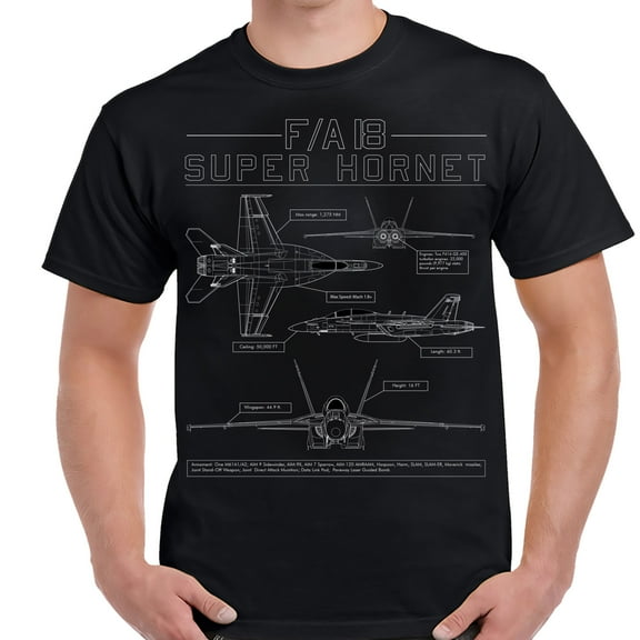 F/A18 Super Hornet White Schematic Shirt-XXL