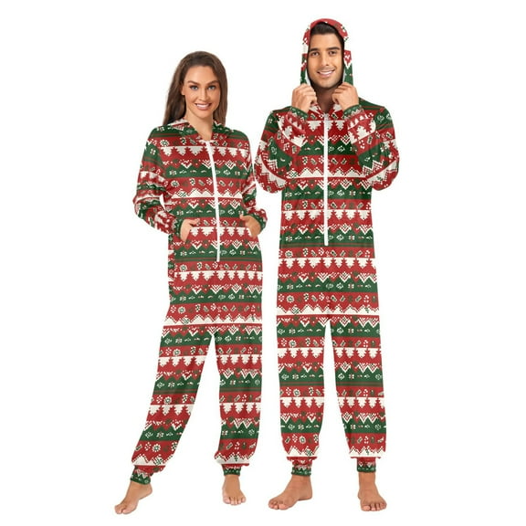 joogoo Vintage Christmas Unisex Adults Onesies Pajamas Jumpsuits L