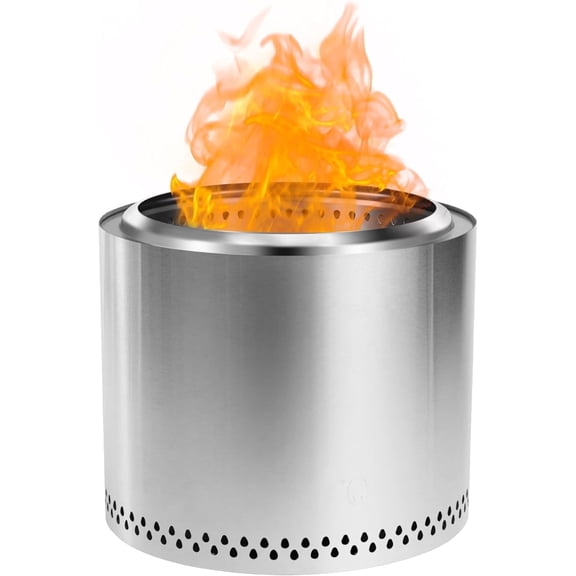 Red Mountain Valley 19 inch Portable Wood Burning Smokeless Fire Pit 360° Warm Spreading with Removable Ash Pan, Outdoor Fireplaces for Camping, Backyard, Garden, Patio, Silver