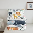 thumbnail image 4 of Zoo Animal Comforter Set Cute Animals Bedding Set Cartoon Safari Print Comforter ren Teens Bedroom Decor Exotic Natural Theme Duvet Set King Size, 4 of 6