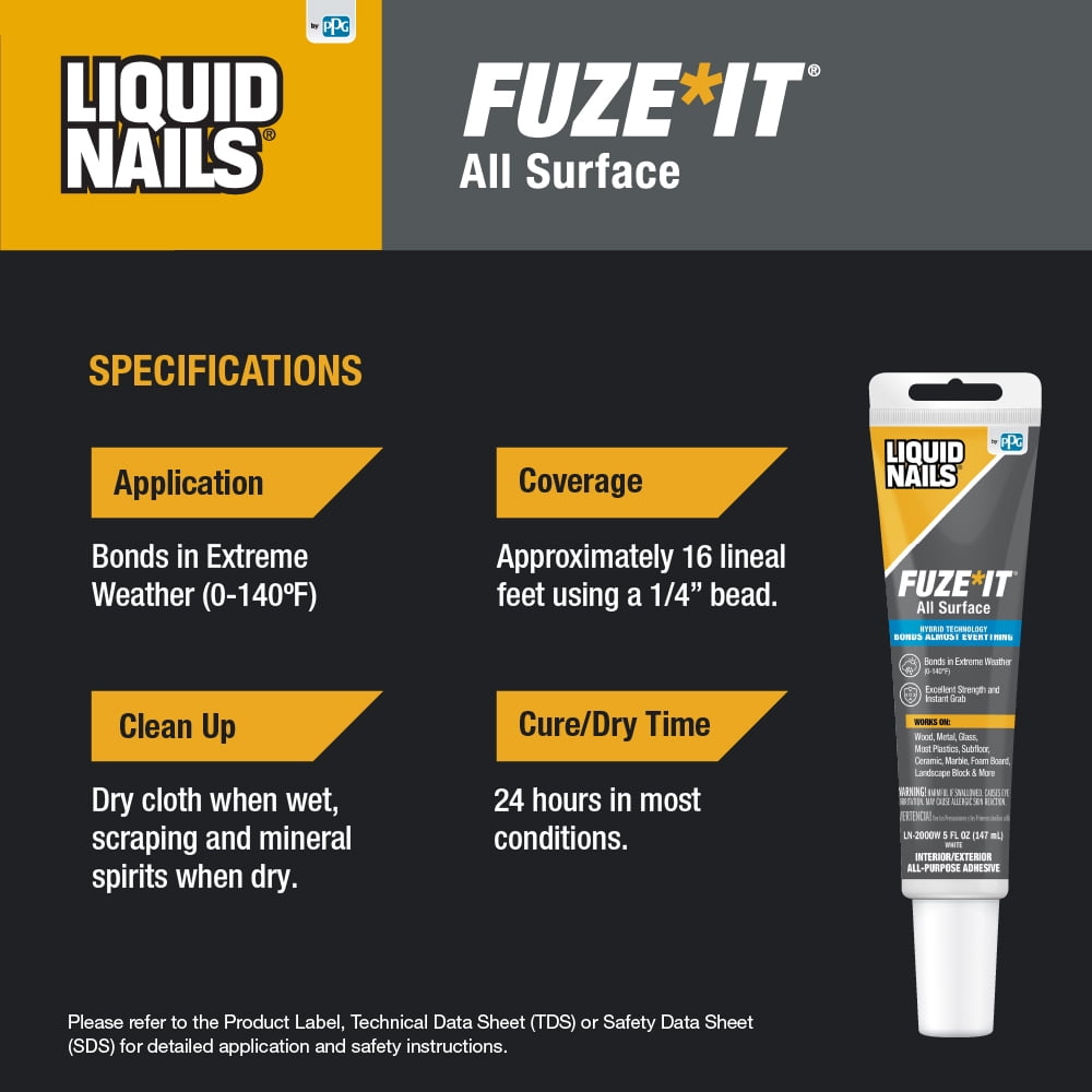 Liquid Nails Adhesive LN903 10 oz Heavy-Duty Liquid Nails Construction  Adhesive - Walmart.com