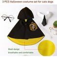 thumbnail image 3 of 3PCS Halloween Dog Costume Cat Wizard Cape Glasses and Necktie Set Halloween Puppy Outfit Pet Academy Magician Cosplay Apparel for Kitten Cat Small Dogs (Black+Yellow, Medium), 3 of 6