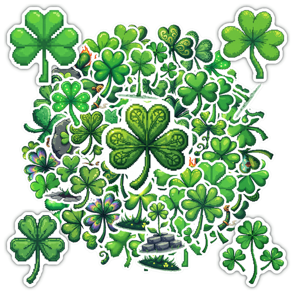 Lucky Stickers Stationery Sticker Green Clover Stickers PVC Sticker for Luggage Suitcase