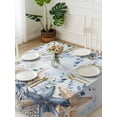thumbnail image 3 of Blue Eucalyptus Coastal Suqare Tablecloth - 54 x 54 Inch, Beach Starfish Shell Nautical Ombre Waterproof & StainResistant Tablecloth, Washable Oil-proof Table Cover for Dining/Party/Wedding/Buffet, 3 of 9