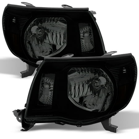 - Fits 2005-2011 Toyota Tacoma Pre-Runner Black Smoked Headlights Replacement Lamp