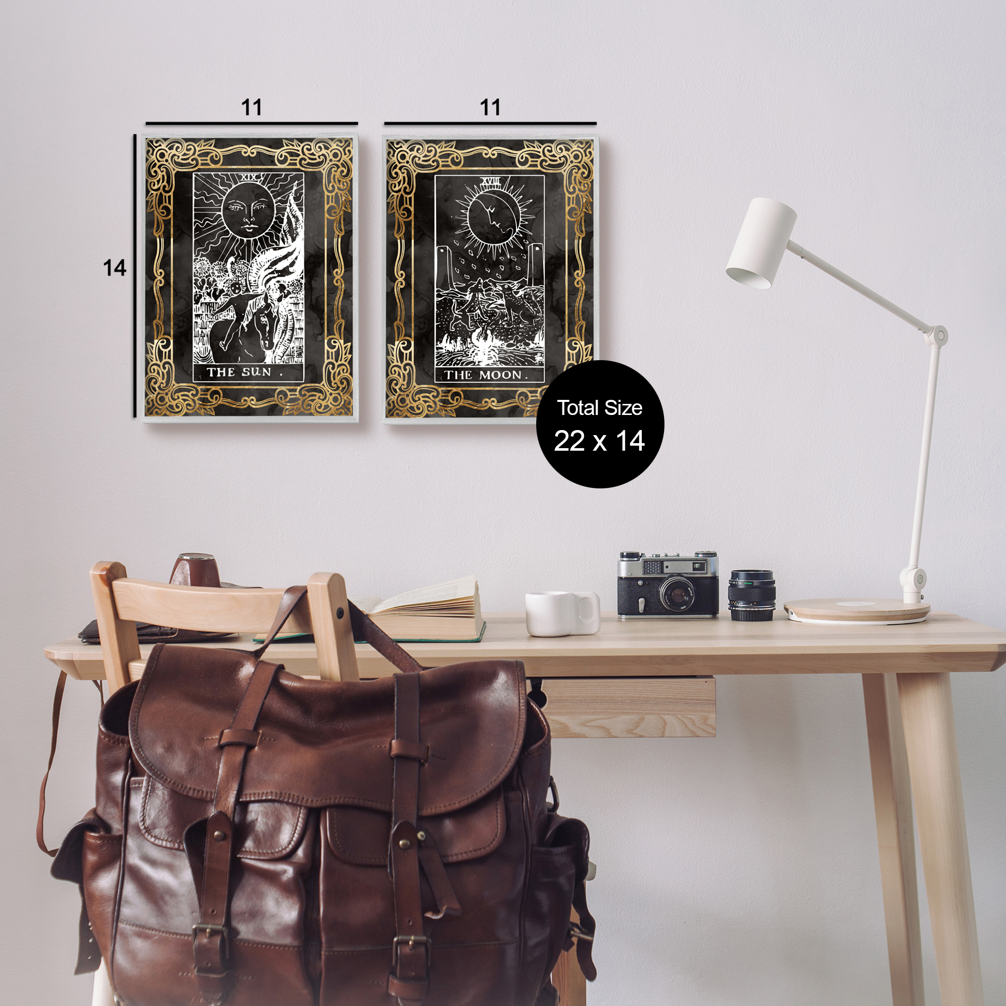 Stupell Industries Ornate Tarot Sun & Moon Animals & Insects Painting Gray Framed Art Print Wall Art, 11 x 14