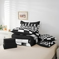 thumbnail image 5 of Erosebridal Checkerboard Bed in a Bag King Size,Modern Chess Game Bed Set,Black White Plaid Bedding King Size For Teens,Microfiber Bedroom Decor Reversible,7 Pieces, 5 of 6