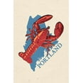 thumbnail image 5 of Portland, Maine, Lobster, Woodblock, Contour, (12x18 Wrapped Canvas, Wall Decor, Artwork), 5 of 5