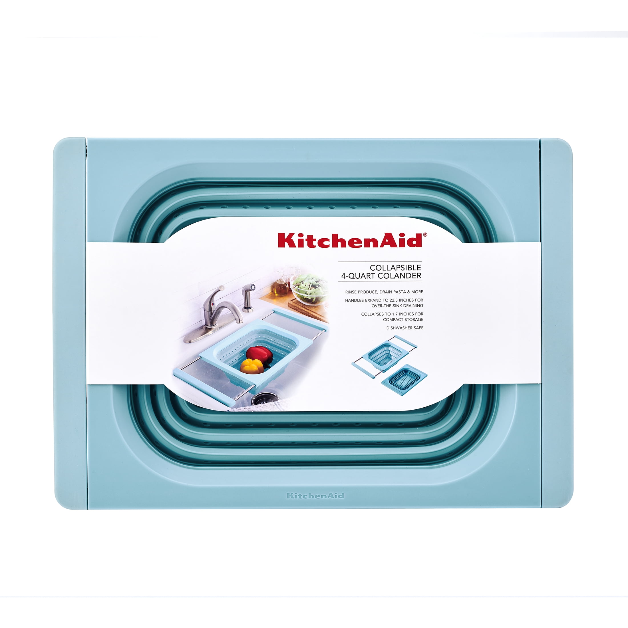 KitchenAid Collapsible Over the Sink Colander and Strainer for Kitchen, Mineral Water
