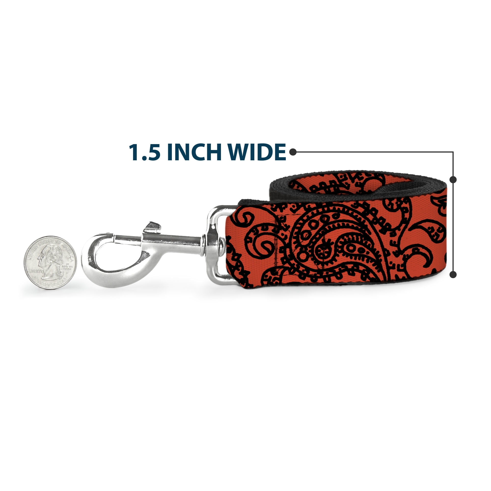 Buckle-Down Pet Leash, Dog Leash, Bandana Skulls Orange Black, 6 Feet Long 1.0 Inch Wide