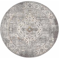Boutique Rugs Bolivar Traditional Area Rug - Medium Gray, Gray, Charcoal - 7'10" Round