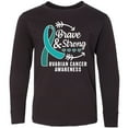 thumbnail image 3 of Inktastic Ovarian Cancer Awareness Brave and Strong with Arrows Long Sleeve Youth T-Shirt, 3 of 5