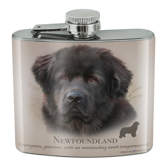 Newfoundland Dog Breed Stainless Steel 5oz Hip Drink Kidney Flask