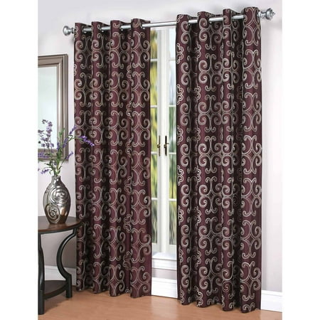 - Enchantment Lined Embroidered Faux Silk Curtain Panel