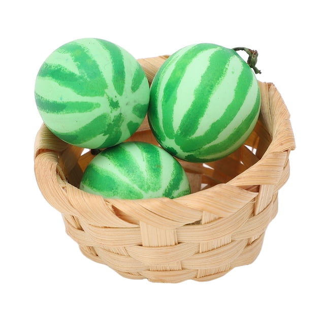 Modelo de sandía de simulación, modelo de canasta de bambú en miniatura, modelo de canasta de bambú de juguete, modelo de canasta de frutas en miniatura, diseño a prueba de futuro