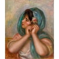 thumbnail image 2 of Renoir, Pierre-Auguste 26x30 Black Ornate Wood Framed with Double Matting Museum Art Print Titled - Young Woman Arranging Her Earring, 2 of 4