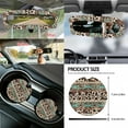 thumbnail image 5 of Renewold American Tribal Brown Cow Print Retro Car Seat Cover Full Set 14 PCS, with Steering Wheel Cover Seatbelt Pad Coasters Rubbish Bin Rear View Mirror Armrest Gear Shift Knob Cover Set, 5 of 7