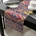 thumbnail image 3 of Southwest Aztec Cotton Linen Small Table Runner 13 x 60 inch Country Retro Ethnic Geometric Motifs Non-slip Rectangular Dining Table Decor for Wedding Party Holiday Dinner, 3 of 8