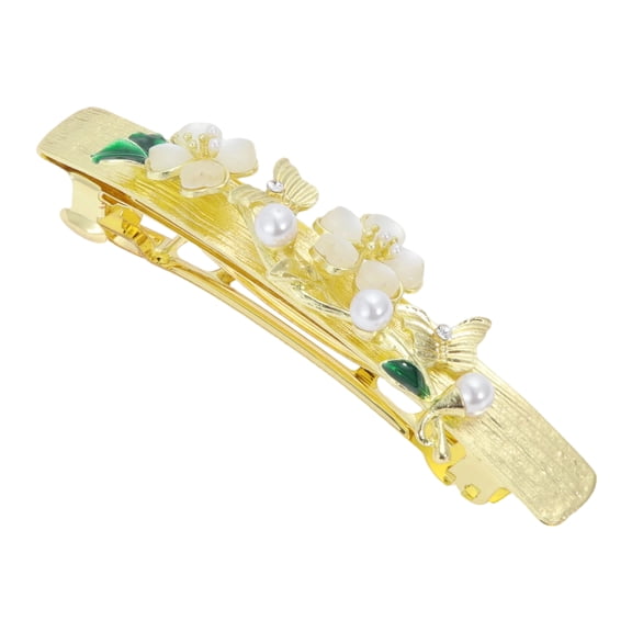 Unique Bargains Faux Crystal Flower Hair Barrettes Fashionable Hairstyles Gold Tone